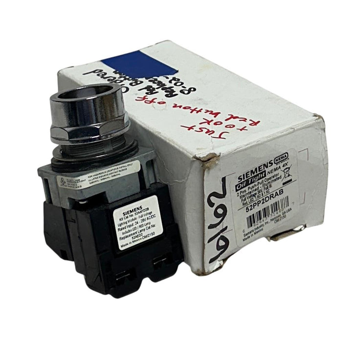 SIEMENS 52PP2DRAB Oil Tight PUSH-PULL OPERATOR PUSH BUTTON 24V RED 2-POS NSMP *