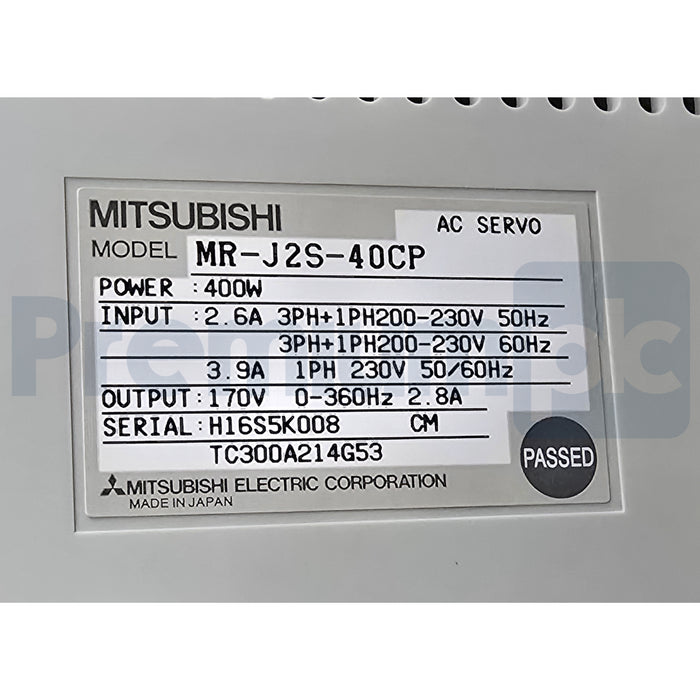 Mitsubishi MR-J2S-40CP MELSERVO MR-J2 AC Servo Drive 3PH+1PH-200-230V 400W NSMP