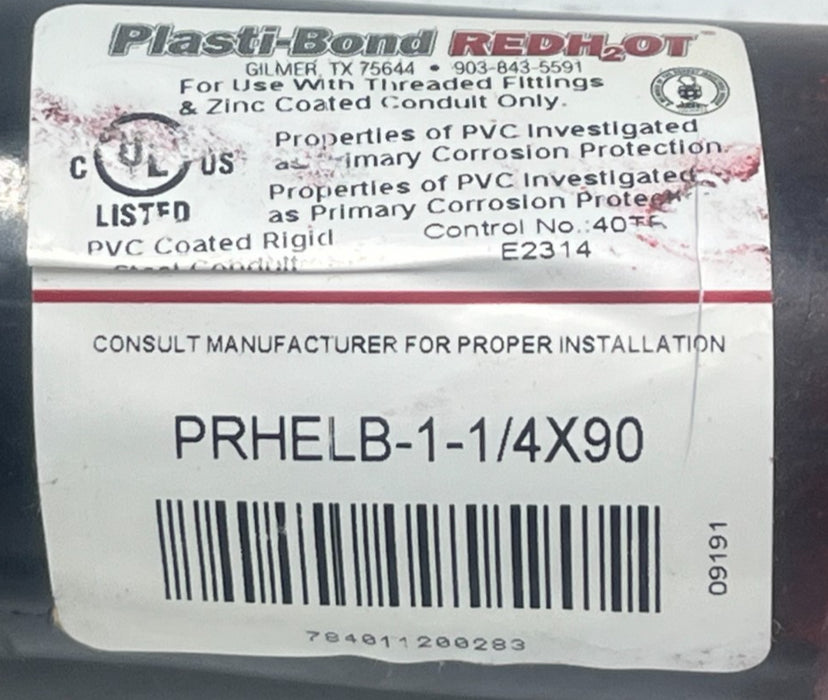 PLASTI-BOND PRHELB-1-1/4X90 1-1/4" 90-Degree PVC-Coated Conduit Elbow, NSNP