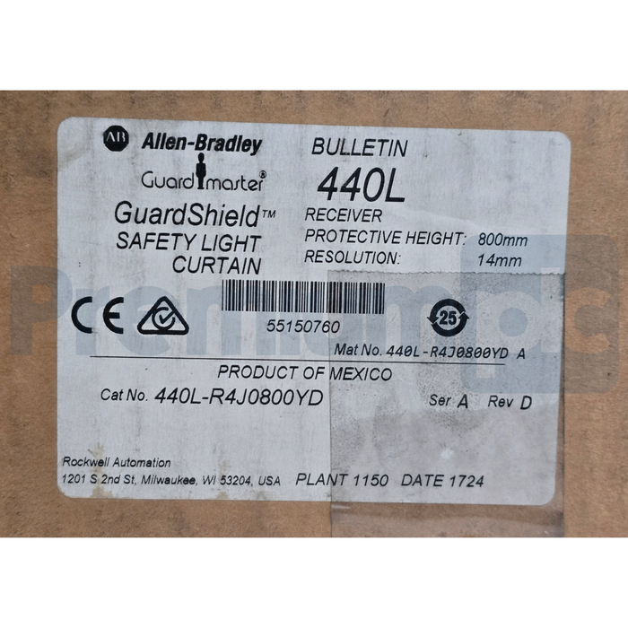 Allen-Bradley 440L-R4J0800YD /A GuardShield Safety Light Curtain Receiver NSMP