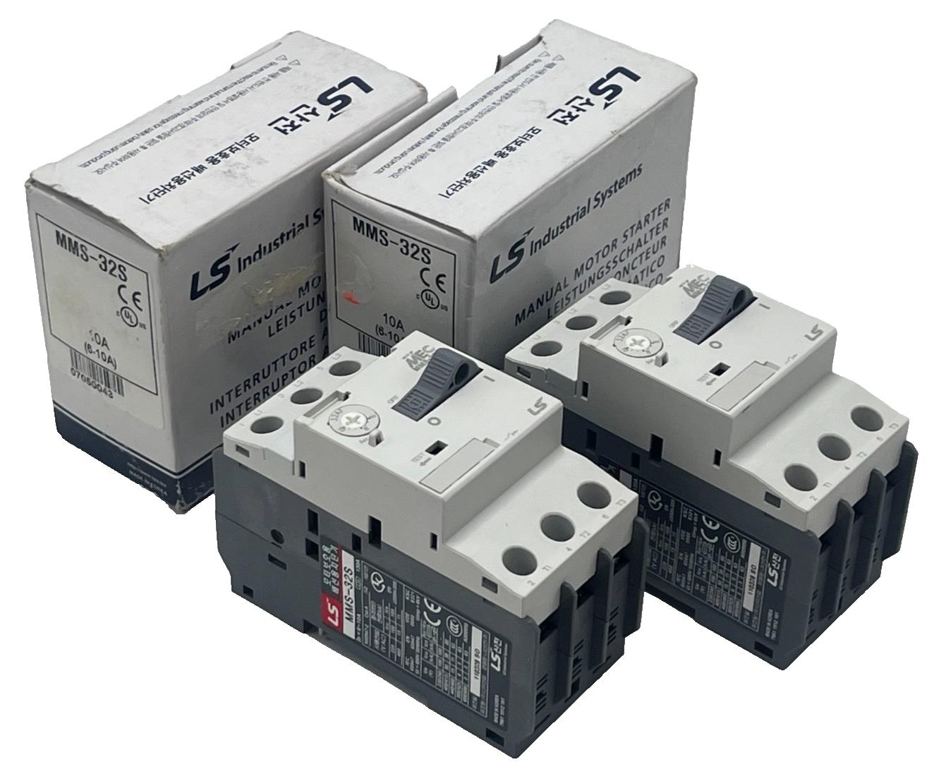 (2) LS Electric MMS-32S-10A Manual Motor Starter Protector 6A to 10A 3-Pole NSMP