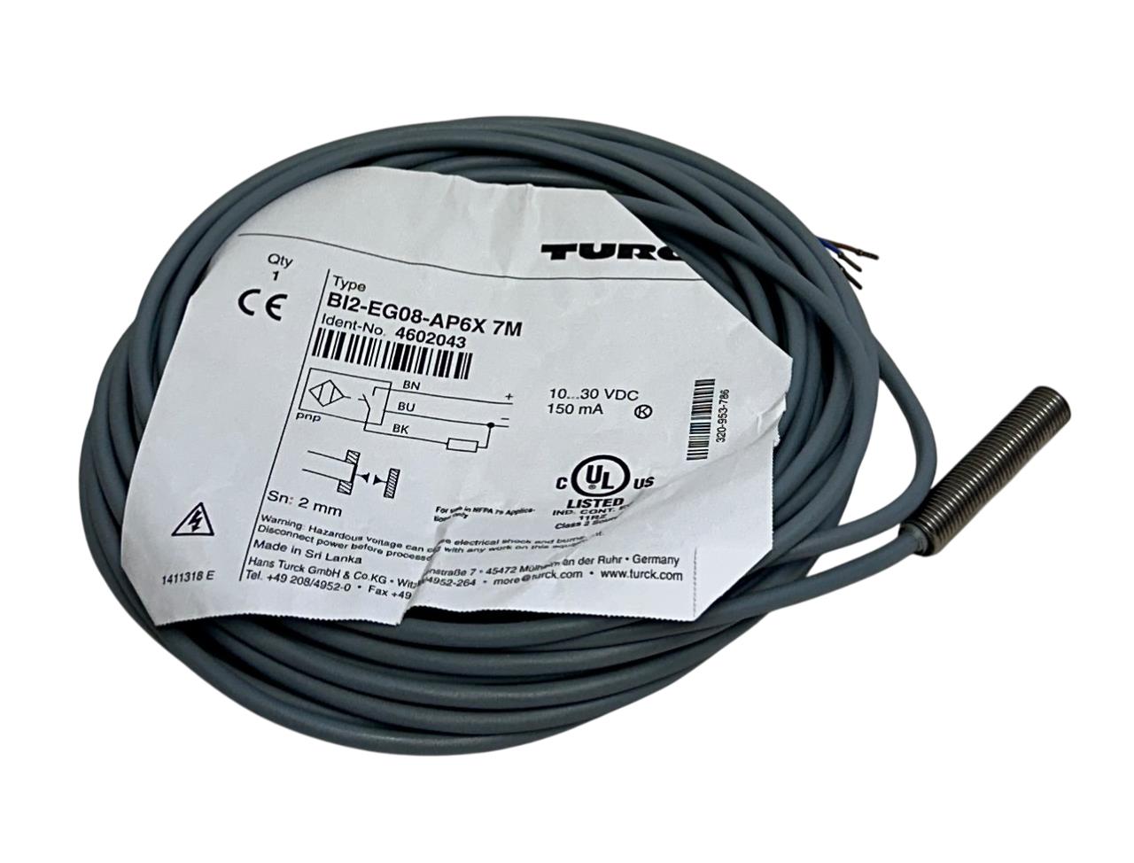 TURCK BI2-EG08-AP6X 7M / 4602043 INDUCTIVE PROXIMITY SENSOR 10-30VDC 150mA NSNP