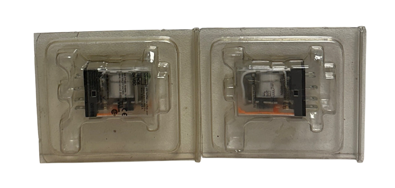 2 DAYTON 1EHD8 GENERAL PURPOSE ICE CUBE RELAYS PLUG-IN 20A 24VDC LED NSMP