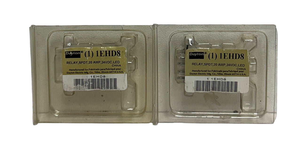 2 DAYTON 1EHD8 GENERAL PURPOSE ICE CUBE RELAYS PLUG-IN 20A 24VDC LED NSMP