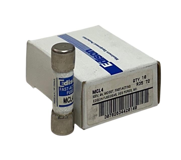6 EATON EDISON MCL4 MIDGET FAST-ACTING FUSES 600VAC 4A MCL SERIES NSMP ...