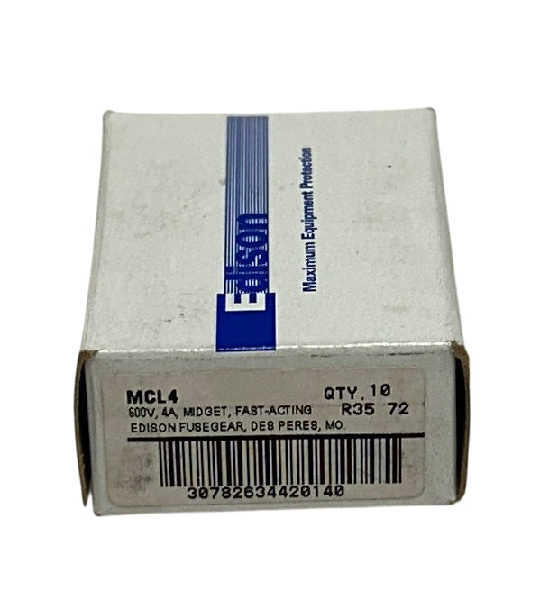 6 EATON EDISON MCL4 MIDGET FAST-ACTING FUSES 600VAC 4A MCL SERIES NSMP