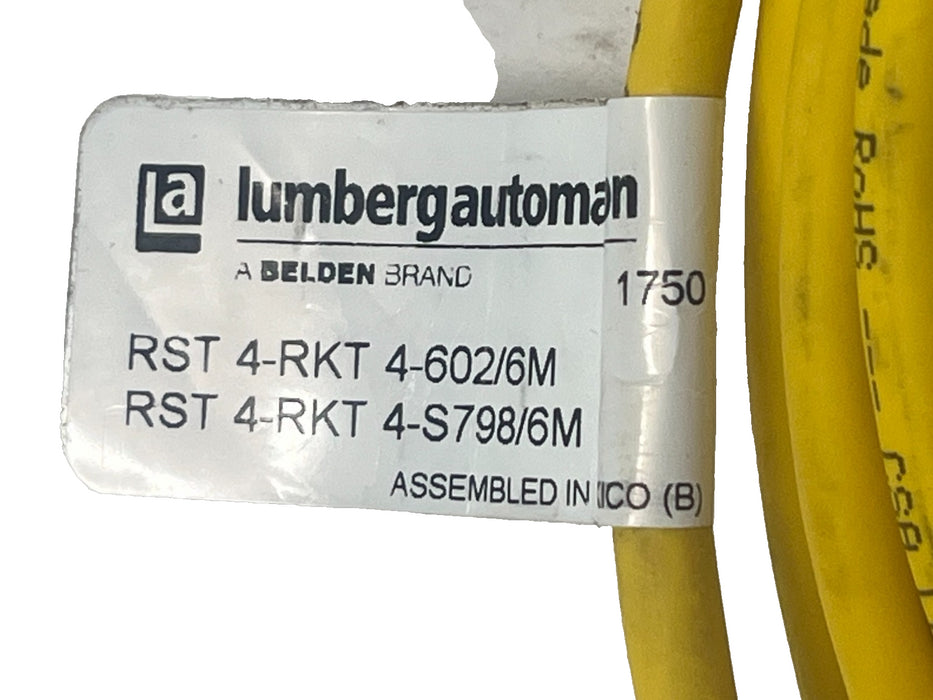 LUMBERG RST 4-RKT M12 Male Straight to Female Straight 4-Pin Cordset 1.75 meters