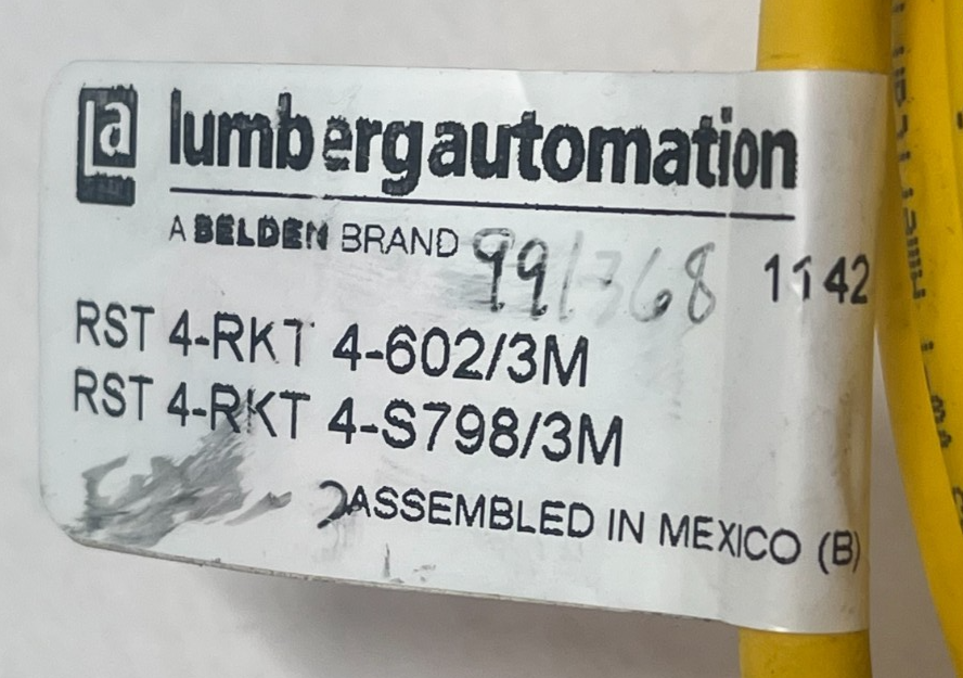 LUMBERG RST 4-RKT M12 Male Straight to Female Straight 4-Pin Cordset 1142mm