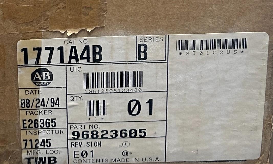 ALLEN BRADLEY 1771-A4B /B PLC-5 UNIVERSAL INPUT/OUTPUT CHASSIS 16-Slot 24A NSMP