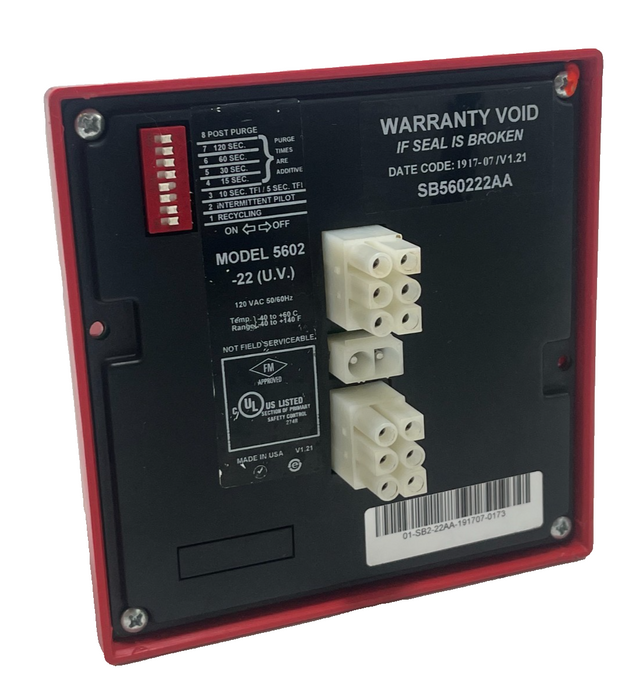 FIREYE SB560222AA FLAME SAFEGAURD CONTROL 120V UV PURGE 5/10s TFI SB SERIES
