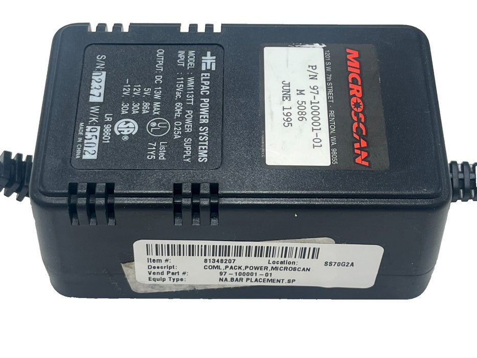 (3) Microscan 97-100001-01 Power Supply 115V WM113TT 5-in Din MS-3000 MS-5000