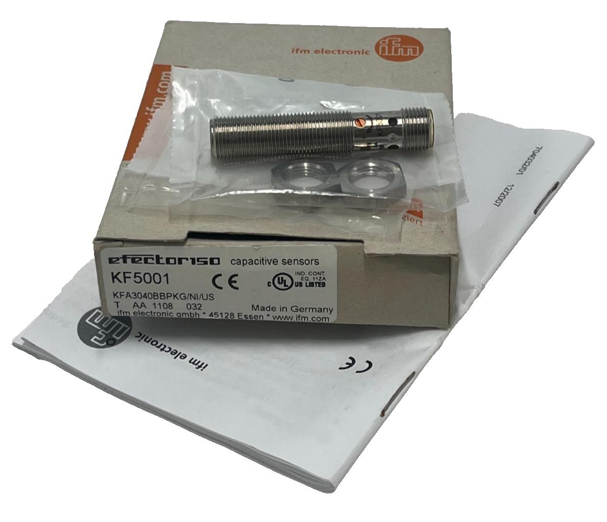 IFM KF5001 KFA3040BBPKG/NI/US Capacitive Sensor M12 4mm Range PNP NO 10-36VDC