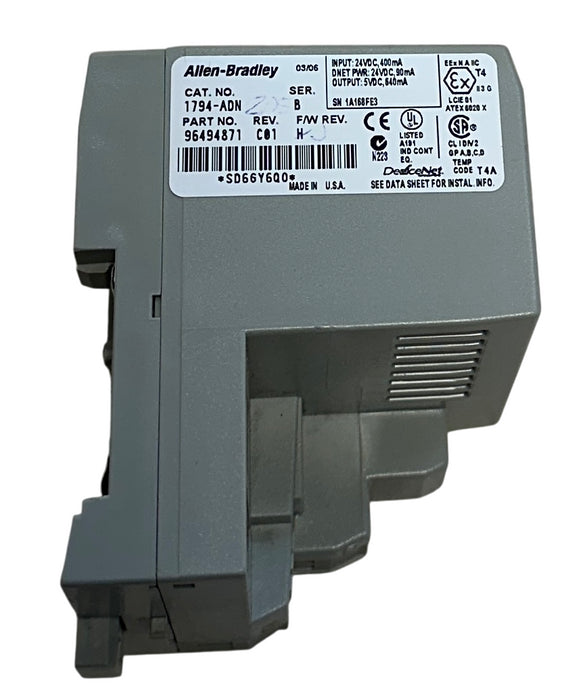 ALLEN BRADLEY 1794-ADN /B Flex I/O DeviceNet ADAPTER MODULE 24VDC 96494871 USNP