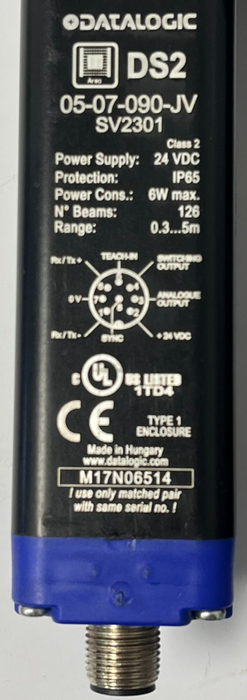 DATALOGIC DS2-05-07-090-JV Light Grid Set 900mm H 5m Range 7mm Beam Sep