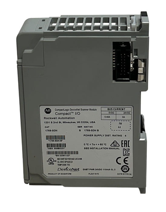 ALLEN BRADLEY 1769-SDN /B CompactLogix DeviceNet SCANNER MODULE F/W 4.4 USNP