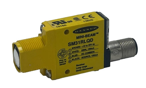 BANNER SM31RLQD MINI-BEAM PHOTOELECTRIC SENSOR Red LED RETROREFLECTIVE 4-Pin