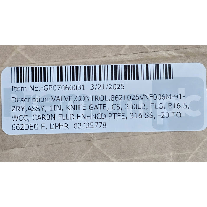 Schubert & Salzer 8621 GS3 Sliding Gate Valve 1" w/ 8049-2 Digital Positioner