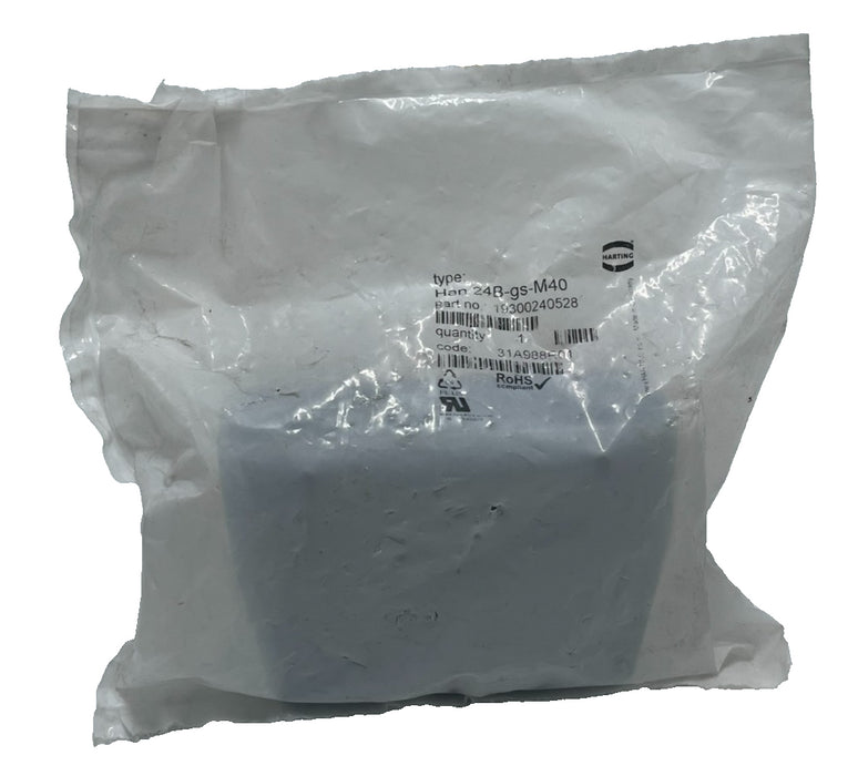 HARTING Han 24B-GS-M40 Connector Hood 19 30 024 0528 24B Size IP65 M40