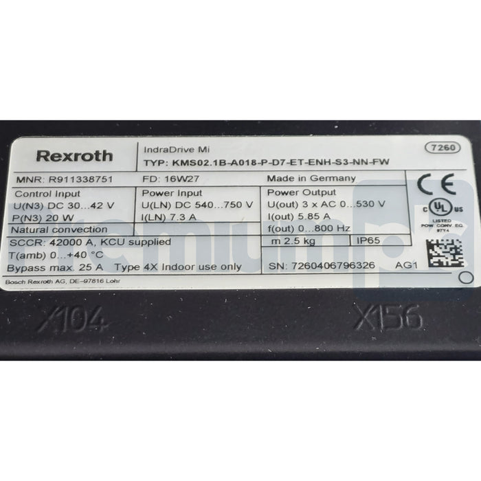 Bosch Rexroth R911347293 INDRADRIVE MI KMS02.1 Set 01 Servo Regulator USPI