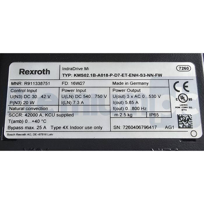 Bosch Rexroth R911347293 INDRADRIVE MI KMS02.1 Set 01 Servo Regulator NUPI