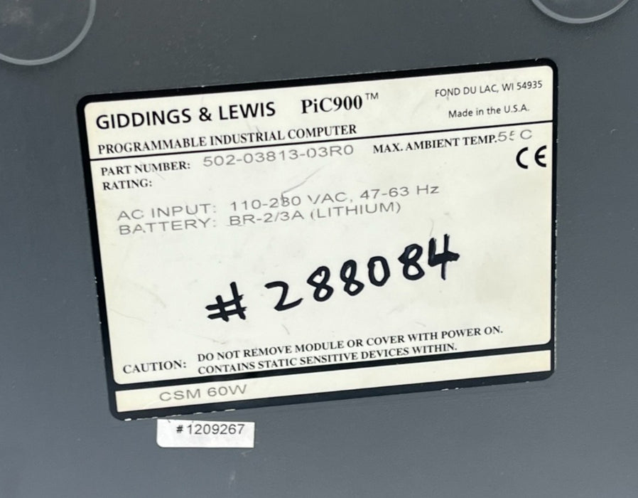 Giddings & Lewis 502-03813-03R0 PiC900 Control Module CSM 60W PiC900AC PLC