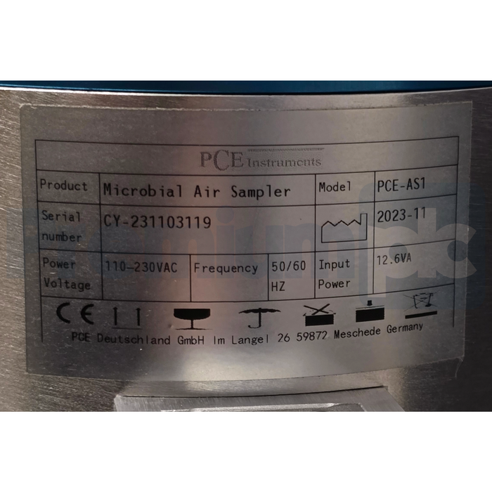PCE Instruments PCE-AS1 Microbial Air Sampler Portable 100LPM Monitoring Device