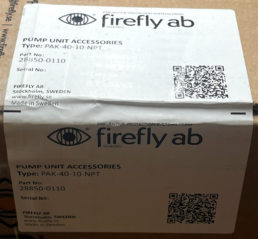 FIREFLY AB WATER PUMP SET 28850-0110, PAK-40-10-NPT, FSE-WPS-K-40-8-220 SPARK