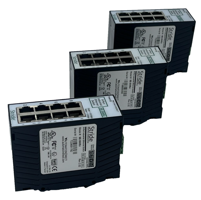 LOT OF 3 Automation Direct Stride SE-SW8U 8-Port Industrial Ethernet Switch