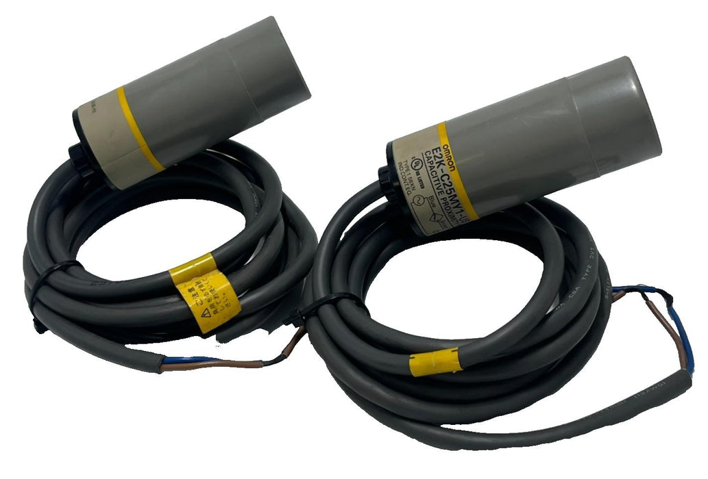 LOT OF 2 OMRON E2K-C25MY1-US Capacitive Proximity Switch 25mm Flush NPN N.O.