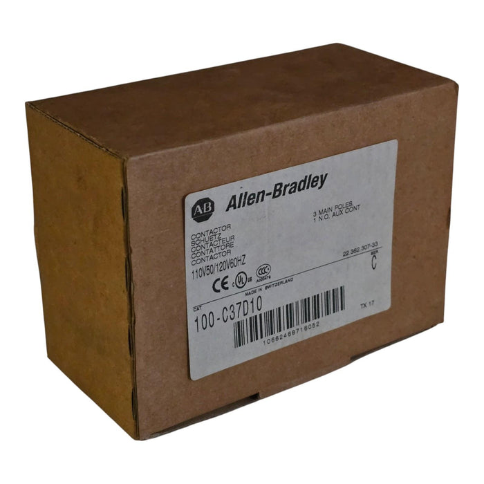Allen Bradley 100-C37D10 /C 100-C IEC Contactor 3-P 37A 110/120VAC 1NO Aux Cont