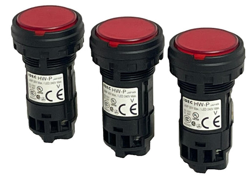 LOT OF 3 IDEC HW-P Red Indicator Light 22mm HWP Pilot Light R-24V Heavy Duty