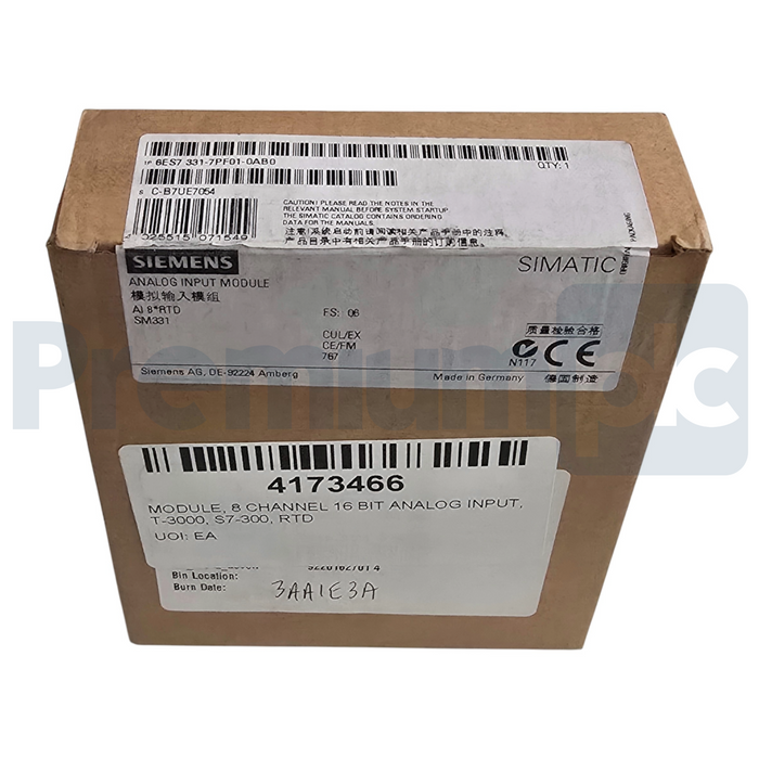 Siemens 6ES7331-7PF01-0AB0 SIMATIC S7-300 Analog Input SM331 8AI RTD 16-Bit NSMP