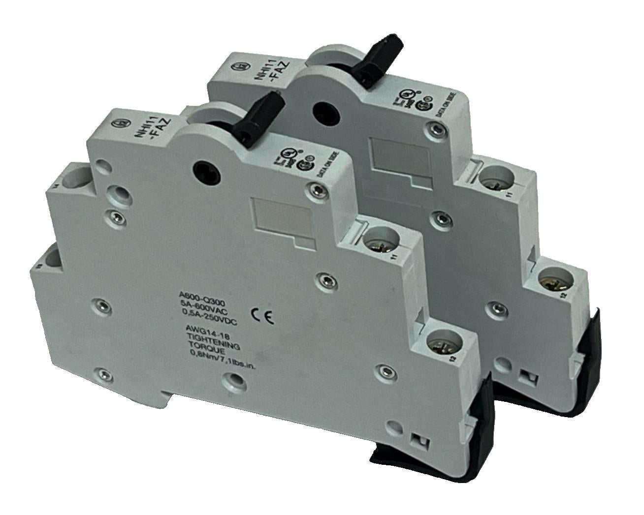 Lot of 2 Moeller HI11-FAZ Auxiliary Contact Blocks | Side Mount | 1NO/1NC