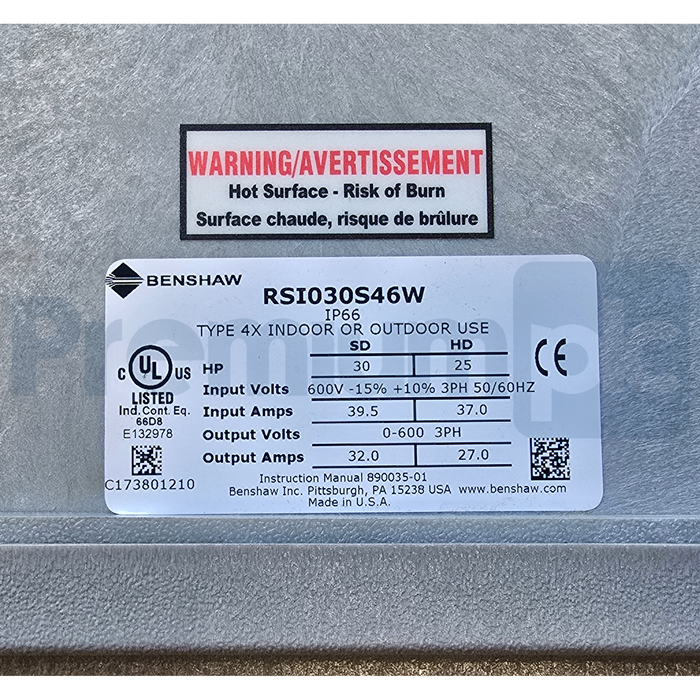 BENSHAW RSI-030-S4-6W | RSi030S46W RSi S4 Sensorless Vector VFD 30HP 600V NSMP