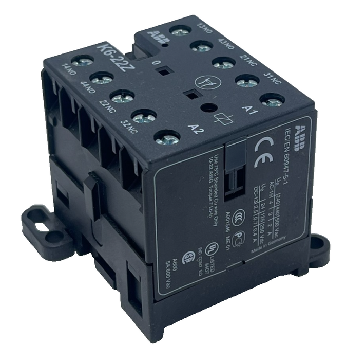 Lot of 4 ABB K6-22Z Mini Contactor Relays GJH1211001R8224 110V-127V AC | 2NO+2NC