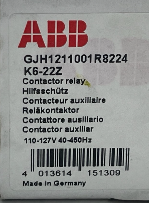 Lot of 4 ABB K6-22Z Mini Contactor Relays GJH1211001R8224 110V-127V AC | 2NO+2NC