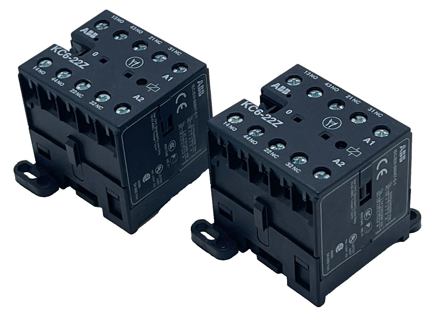 Lot of 2 ABB KC6-22Z Mini Contactor Relays | 24V DC | 2NO + 2NC | GJH1213001R022