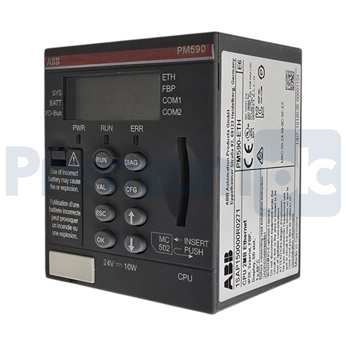 ABB PM590-ETH | 1SAP150000R0271 AC500 Processor Module 2MB ENet 2xRS232/485 NSMP
