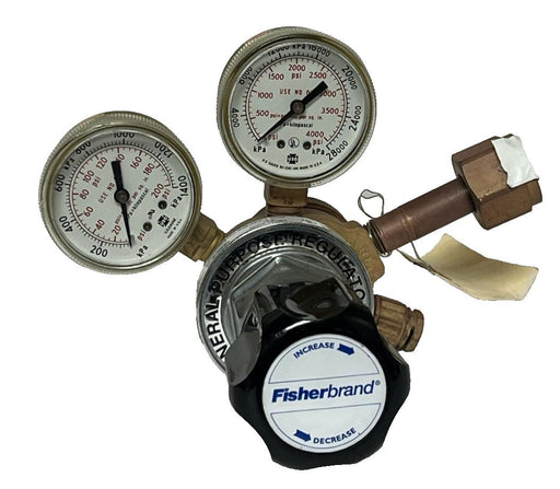 Fisherbrand 10-572-F Two-Stage Gas Regulator | Brass | CO2 CGA-320 | 3000 PSI