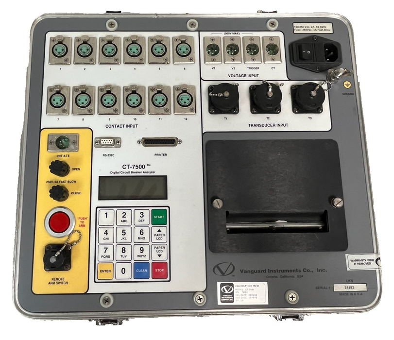 Vanguard CT-7500 S2 Digital Circuit Breaker Analyzer | EHV Test Set w/ Hardcase