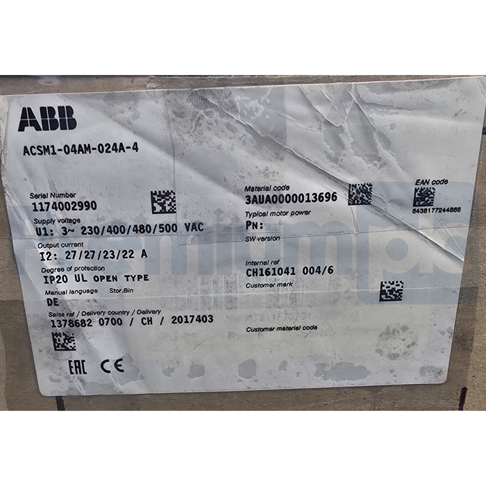 ABB ACSM1-04AM-024A-4 | 3AUA0000014471 Motion Control Drive 15HP 480V 24A NSMP