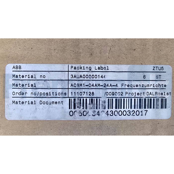ABB ACSM1-04AM-024A-4 | 3AUA0000014471 Motion Control Drive 15HP 480V 24A NSMP