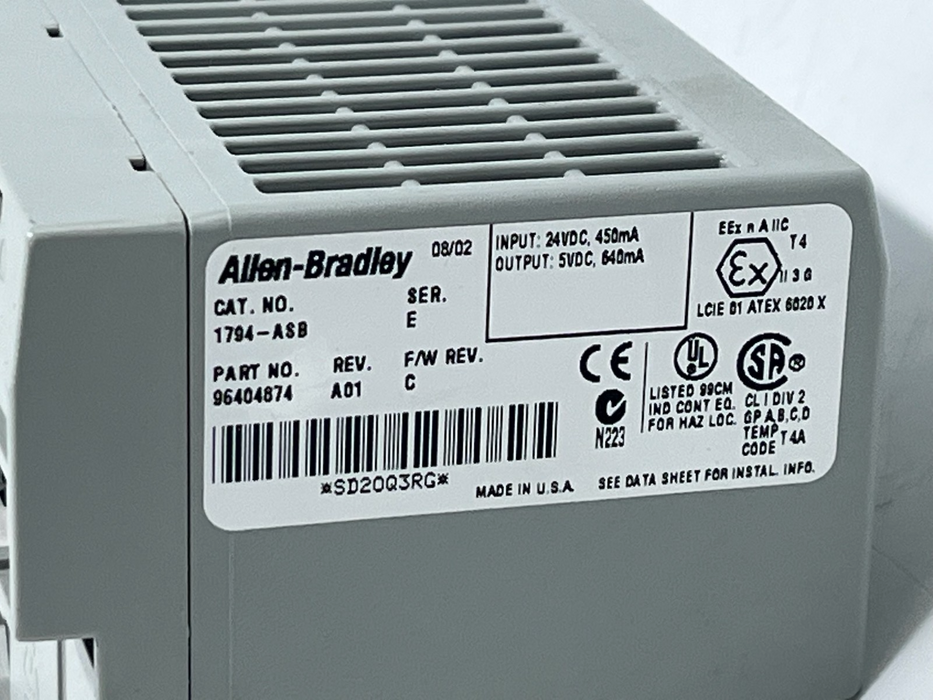 Allen Bradley 1794-ASB Series E Rev A01 Flex I/O RIO Adapter 96404874 24VDC