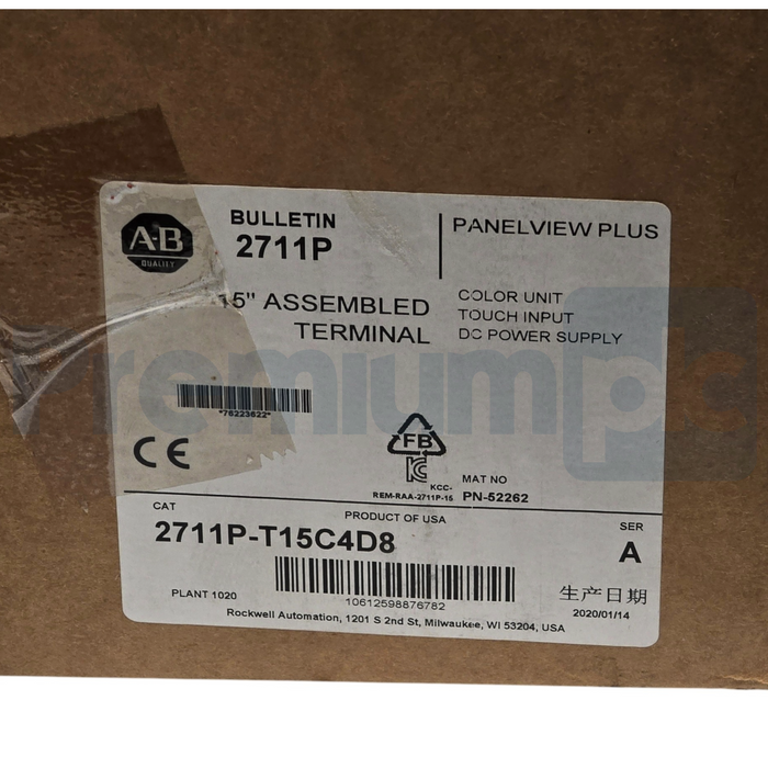 Allen-Bradley 2711P-T15C4D8 /A PanelView Plus 6 1500 Terminal Touch 15" 24V NSMP