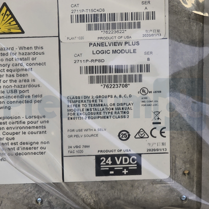 Allen-Bradley 2711P-T15C4D8 /A PanelView Plus 6 1500 Terminal Touch 15" 24V NSMP