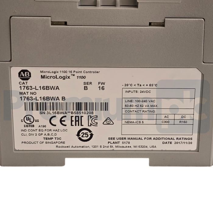 Allen-Bradley 1763-L16BWA /B MicroLogix 1100 16-Point Controller 1763L16BWA NSMP
