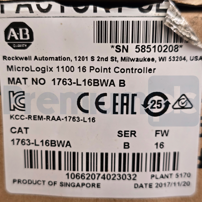 Allen-Bradley 1763-L16BWA /B MicroLogix 1100 16-Point Controller 1763L16BWA NSMP