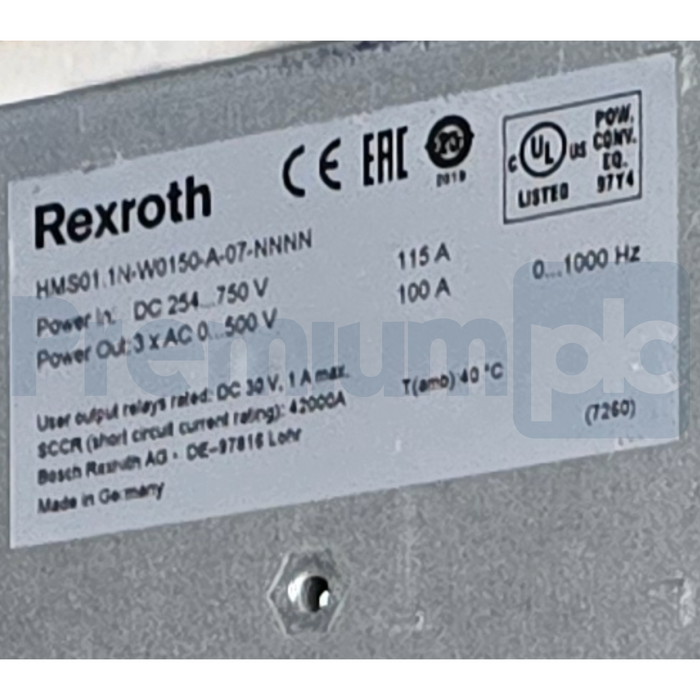 Rexroth Indramat HMS01.1N-W0150-A-07-NNNN | R911297164 Single-Axis Inverter NSMP
