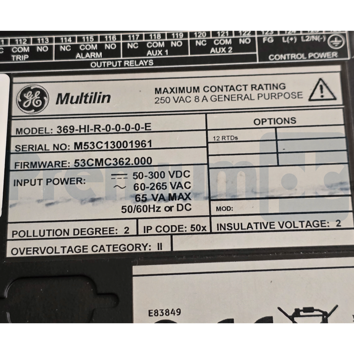 GE Multilin 369 Legacy Motor Management Relay Protection 369-HI-R-0-0-0-0-E REP.
