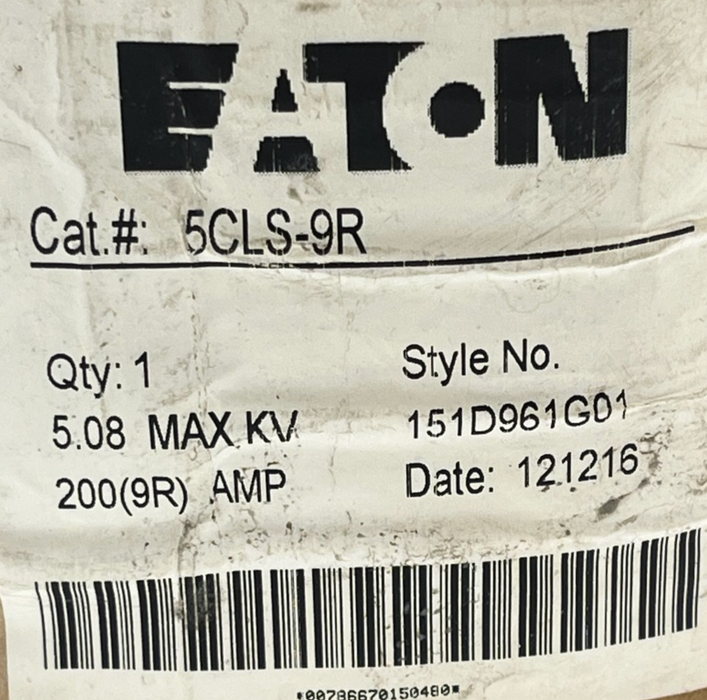 Eaton 5CLS-9R Medium Voltage Fuse | 5.5kV 190A 50kA Interrupting | 5CLS9R
